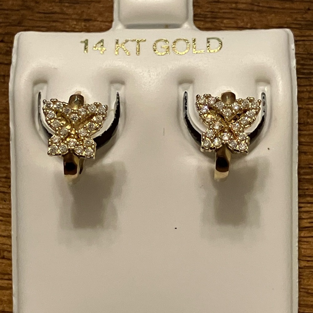 Gold and Silver Diamond Earrings